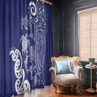 New Zealand Sea Animals with Maori Tribal Tattoo Window Curtain Blue Color LT03 - Polynesian Pride