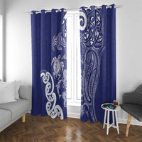 New Zealand Sea Animals with Maori Tribal Tattoo Window Curtain Blue Color LT03 With Grommets Blue - Polynesian Pride