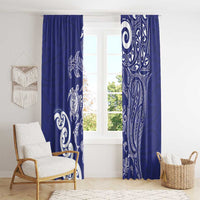 New Zealand Sea Animals with Maori Tribal Tattoo Window Curtain Blue Color LT03 - Polynesian Pride