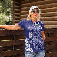New Zealand Sea Animals with Maori Tribal Tattoo Women Polo Shirt Blue Color LT03 - Polynesian Pride