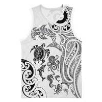 New Zealand Sea Animals with Maori Tribal Tattoo Basketball Jersey White Color LT03 Unisex White - Polynesian Pride