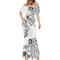 New Zealand Sea Animals with Maori Tribal Tattoo Mermaid Dress White Color LT03 - Polynesian Pride
