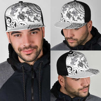 New Zealand Sea Animals with Maori Tribal Tattoo Mesh Trucker Cap White Color