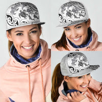 New Zealand Sea Animals with Maori Tribal Tattoo Mesh Trucker Cap White Color