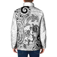 New Zealand Sea Animals with Maori Tribal Tattoo Padded Jacket White Color LT03 - Polynesian Pride