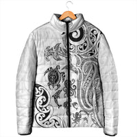 New Zealand Sea Animals with Maori Tribal Tattoo Padded Jacket White Color LT03 - Polynesian Pride