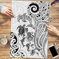 New Zealand Sea Animals with Maori Tribal Tattoo Puzzle White Color LT03 White - Polynesian Pride