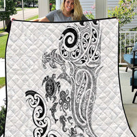 New Zealand Sea Animals with Maori Tribal Tattoo Quilt White Color LT03 White - Polynesian Pride