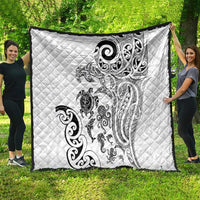 New Zealand Sea Animals with Maori Tribal Tattoo Quilt White Color LT03 - Polynesian Pride