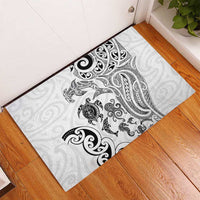New Zealand Sea Animals with Maori Tribal Tattoo Rubber Doormat White Color LT03 - Polynesian Pride