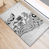 New Zealand Sea Animals with Maori Tribal Tattoo Rubber Doormat White Color LT03 - Polynesian Pride