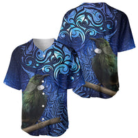 New Zealand Tui Bird Matariki Baseball Jersey Maori New Year with Galaxy Fern