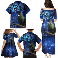 New Zealand Tui Bird Matariki Family Matching Puletasi and Hawaiian Shirt Maori New Year with Galaxy Fern LT03 - Polynesian Pride