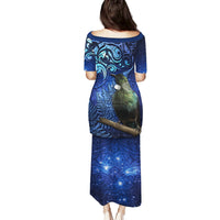 New Zealand Tui Bird Matariki Family Matching Puletasi and Hawaiian Shirt Maori New Year with Galaxy Fern LT03 - Polynesian Pride