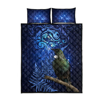 New Zealand Tui Bird Matariki Quilt Bed Set Maori New Year with Galaxy Fern LT03 - Polynesian Pride
