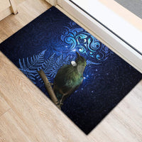 New Zealand Tui Bird Matariki Rubber Doormat Maori New Year with Galaxy Fern LT03 - Polynesian Pride