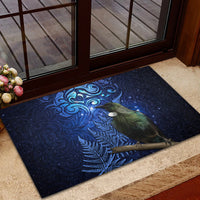 New Zealand Tui Bird Matariki Rubber Doormat Maori New Year with Galaxy Fern LT03 - Polynesian Pride