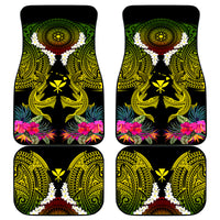 Hawaii Kanaka Maoli Car Mats Double Shark and Hibiscus Flowers
