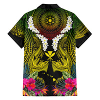Hawaii Kanaka Maoli Family Matching Long Sleeve Bodycon Dress and Hawaiian Shirt Double Shark and Hibiscus Flowers