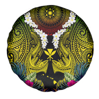 Hawaii Kanaka Maoli Spare Tire Cover Double Shark and Hibiscus Flowers