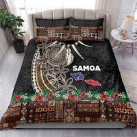 Samoa Siapo Polynesian Art Bedding Set Tropical Flowers and Tatau Pattern Brown