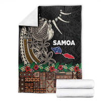 Samoa Siapo Polynesian Art Blanket Tropical Flowers and Tatau Pattern Brown