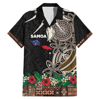 Samoa Siapo Polynesian Art Family Matching Mermaid Dress and Hawaiian Shirt Tropical Flowers and Tatau Pattern Brown