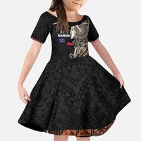 Samoa Siapo Polynesian Art Family Matching Off Shoulder Maxi Dress and Hawaiian Shirt Tropical Flowers and Tatau Pattern Brown
