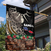 Samoa Siapo Polynesian Art Garden Flag Tropical Flowers and Tatau Pattern Brown