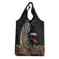 Samoa Siapo Polynesian Art Grocery Bag Tropical Flowers and Tatau Pattern Brown