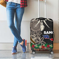 Samoa Siapo Polynesian Art Luggage Cover Tropical Flowers and Tatau Pattern Brown