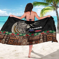 Samoa Siapo Polynesian Art Sarong Tropical Flowers and Tatau Pattern Brown
