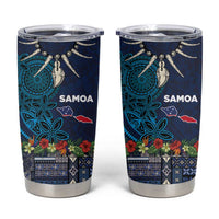 Samoa Siapo Polynesian Art Tumbler Cup Tropical Flowers and Tatau Pattern Navy LT03 Navy - Polynesian Pride