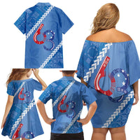 Samoa Independence Day Family Matching Off Shoulder Short Dress and Hawaiian Shirt Anniversary 63th-Siapo Art