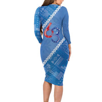 Samoa Independence Day Long Sleeve Bodycon Dress Anniversary 63th-Siapo Art