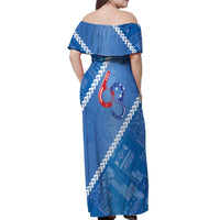 Samoa Independence Day Off Shoulder Maxi Dress Anniversary 63th-Siapo Art LT03 - Polynesian Pride