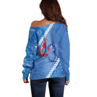 Samoa Independence Day Off Shoulder Sweater Anniversary 63th-Siapo Art LT03 - Polynesian Pride