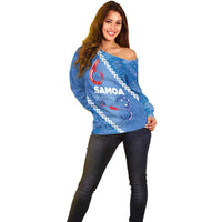 Samoa Independence Day Off Shoulder Sweater Anniversary 63th-Siapo Art LT03 - Polynesian Pride