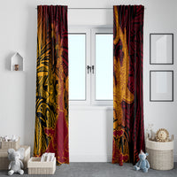 Hawaiian Volcano and Shark Window Curtain Polynesian and Hibiscus Pattern Lava Color LT03 - Polynesian Pride