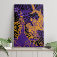 Hawaiian Volcano and Shark Canvas Wall Art Polynesian and Hibiscus Pattern Purple Yellow Gradient LT03 - Polynesian Pride