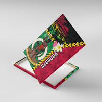 Vanuatu Nakamal and Plumeria Flowers Canvas Wall Art Polynesian Pattern