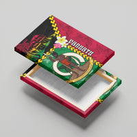 Vanuatu Nakamal and Plumeria Flowers Canvas Wall Art Polynesian Pattern