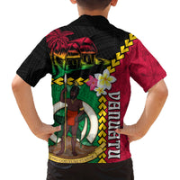 Vanuatu Nakamal and Plumeria Flowers Family Matching Long Sleeve Bodycon Dress and Hawaiian Shirt Polynesian Pattern LT03 - Polynesian Pride