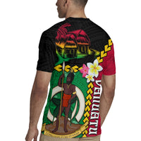 Vanuatu Nakamal and Plumeria Flowers Rugby Jersey Polynesian Pattern