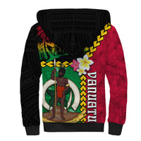 Vanuatu Nakamal and Plumeria Flowers Sherpa Hoodie Polynesian Pattern