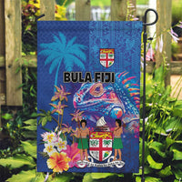 Fiji Bula Garden Flag Tropical Plants with Palm Tree and Iguana Colorful