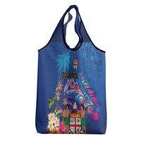Fiji Bula Grocery Bag Tropical Plants with Palm Tree and Iguana Colorful LT03 - Polynesian Pride