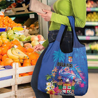 Fiji Bula Grocery Bag Tropical Plants with Palm Tree and Iguana Colorful LT03 - Polynesian Pride