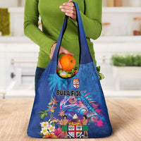 Fiji Bula Grocery Bag Tropical Plants with Palm Tree and Iguana Colorful LT03 - Polynesian Pride