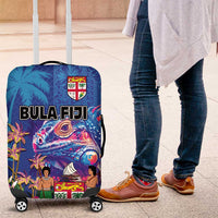 Fiji Bula Luggage Cover Tropical Plants with Palm Tree and Iguana Colorful